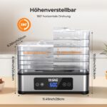 YASHE Dörrautomat mit 5 Edelstahl-Gittern – 400W Dörrgerät mit Timer & Temperaturregelung – Bild 2