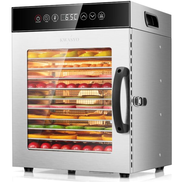 Kwasyo Dörrautomat 750W mit 12 Etagen – Profi-Lebensmitteltrockner mit digitaler Temperaturregelung