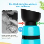 Pecute 3-in-1 Trinkflasche für Hunde – Wasser, Schale & Futter in einem mit Karabiner – Bild 6