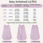 Unnivoll Babyschlafsack 67 cm 2.5 Tog – Winterschlafsack für Neugeborene 0-6 Monate – Bild 5