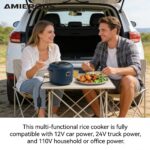 AMIEROUS Reiskocher 2 l – tragbarer Mini-Kocher für Auto, LKW & Zuhause (12V/24V/110V) – Bild 8
