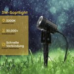 GEEDIAR LED Gartenbeleuchtung 4er Set Warmweiss 3200K – IP65 Aussenstrahler mit Erdspiesz – Bild 4