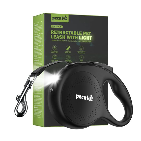 Pecute Rollleine 8m mit LED-Licht – Ausziehbare Hundeleine für Grosse Hunde bis 50 kg