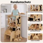 COSYLAND Lernturm 4in1 klappbar – Holz Stehhilfe, Schreibtisch & Elefanten-Hocker ab 1 Jahr – Bild 4
