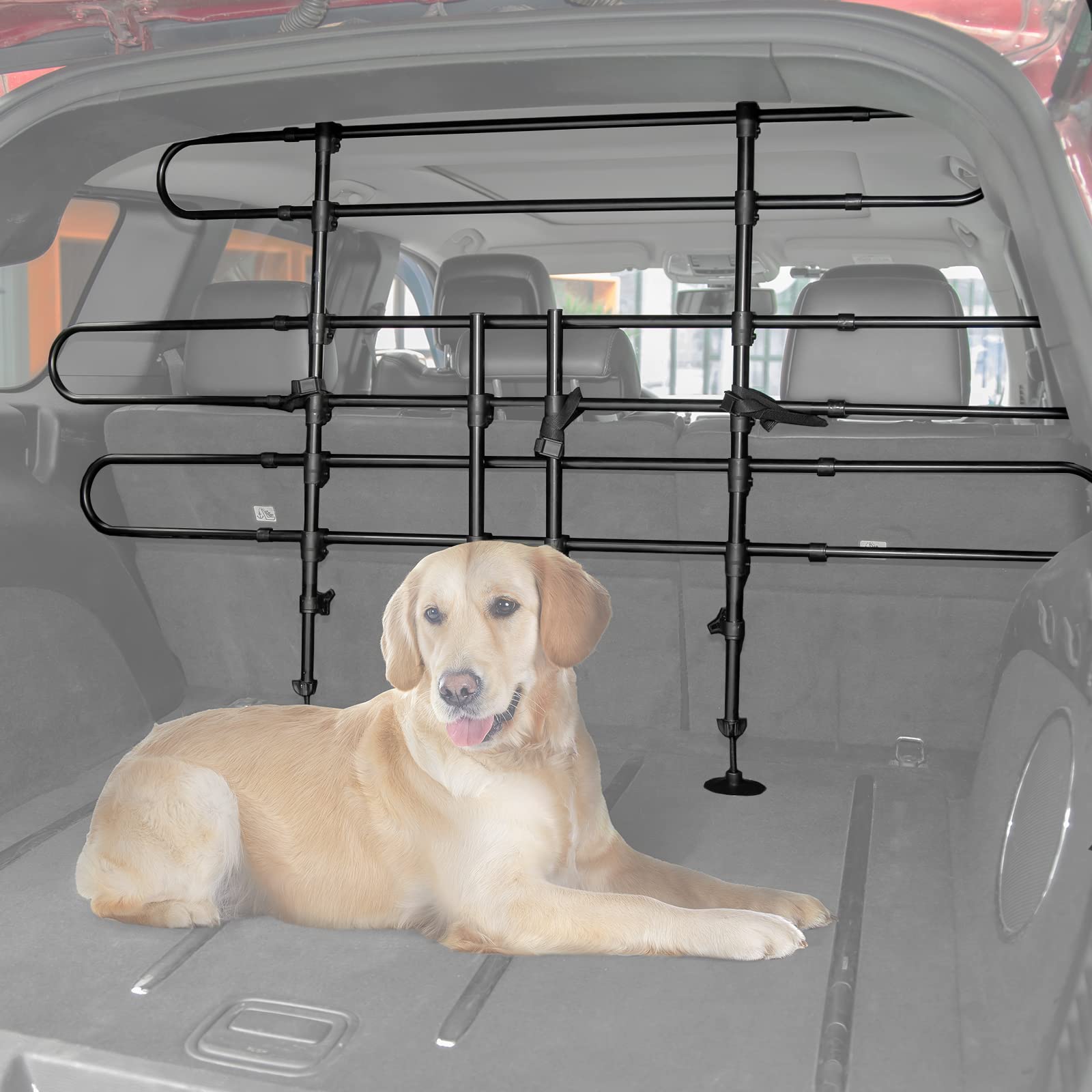JOYTUTUS Hundegitter Auto Kofferraum – Verstellbares Trenngitter für sichere Autofahrten