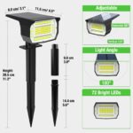 LOTMOS 3er Set Solarstrahler mit 72 LEDs – IP67 Aussenleuchte mit 3 Helligkeitsmodi für Garten – Bild 8