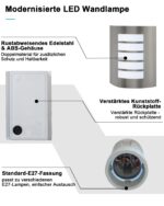 HiBay 2er Set Aussenwandleuchte E27 IP44 – Edelstahl Wandleuchten für aussen – Bild 5