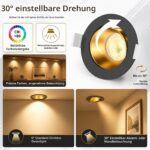 YindaLux 6er LED Einbaustrahler 230V – 5W 550LM Dimmbar 3CCT Schwenkbar IP44 – Bild 6