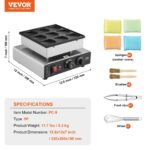 VEVOR Poffertjespfanne 850W – Mini-Pancake Maker für 9 Poffertjes mit Temperaturregelung – Bild 7