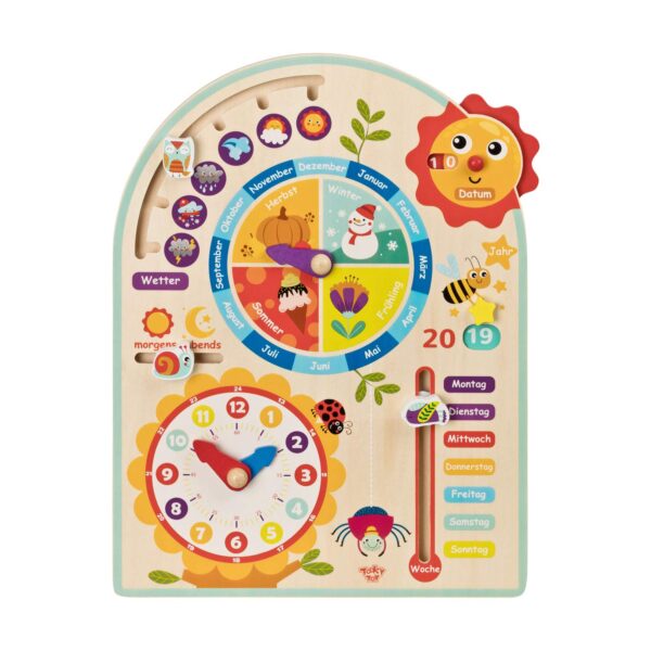 Tooky Toy Kalenderuhr aus Holz – Lernuhr für Kinder mit Jahreszeiten & Wetter