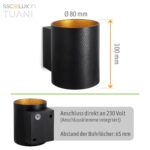 SSC-LUXon TUANI Wandleuchte 2er Set – Up & Down Licht in Schwarz-Gold für G9 – Bild 5
