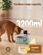 VKIMISS Katzenbrunnen 3.2L Kabellos mit Bewegungsmelder – Intelligenter Wasserspender für Katzen – Bild 4