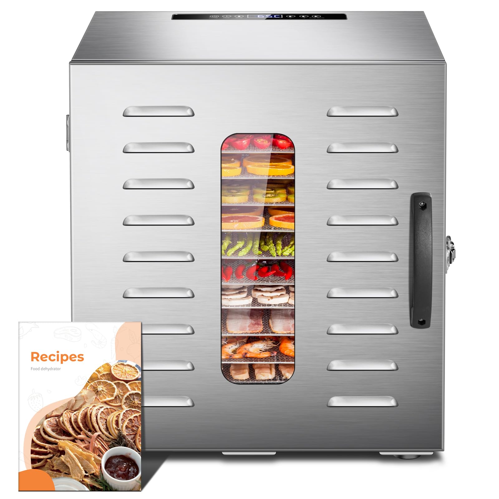Kwasyo DA 1000 Dörrautomat Edelstahl – XXL-Kapazität 1,8 m² mit LED-Display & Rezeptheft