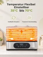 FOHERE Dörrautomat mit 6 Edelstahl-Fächern – 400W Dehydrator mit 48h-Timer & 35-70°C – Bild 4