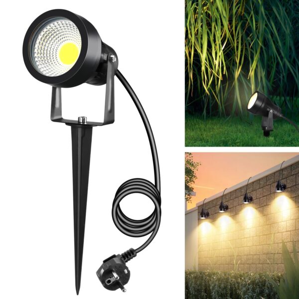 Letlit 7W LED Gartenstrahler 700 Lumen – Warmweiss 3000K mit Erdspiss & Wandmontage