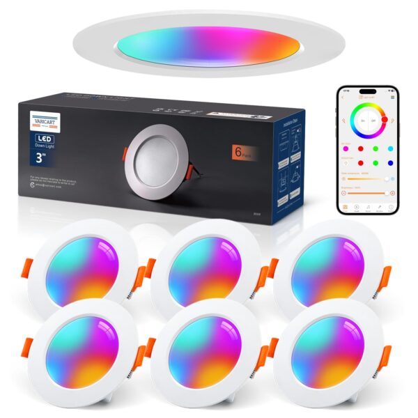 VARICART LED Einbaustrahler 6er Set RGB Alexa – 7W 660LM Smart Spots 230V IP44
