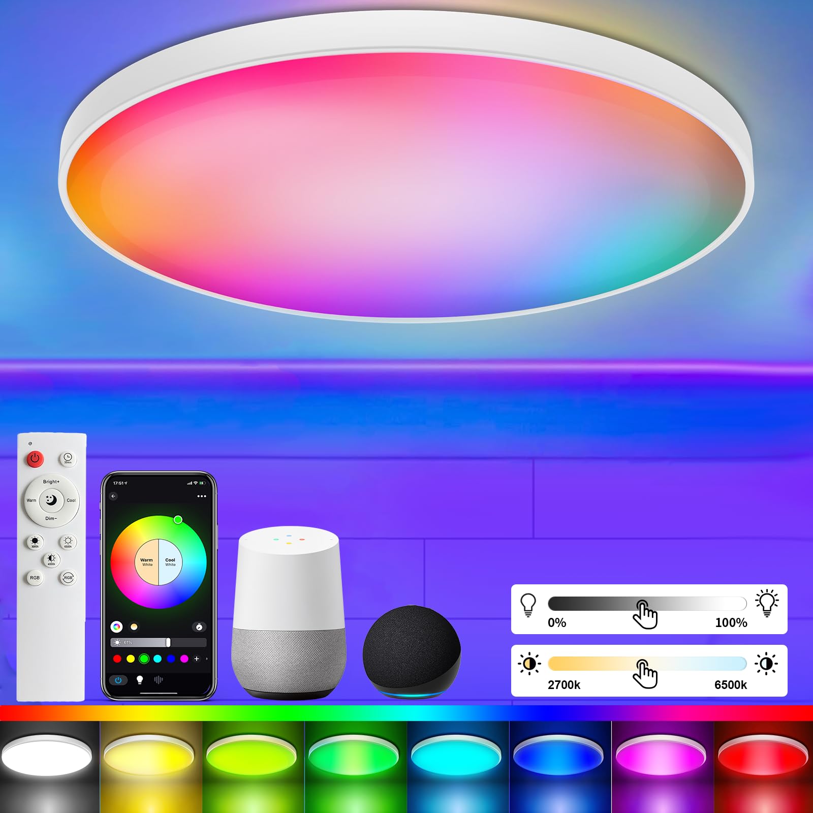 Taipow LED Deckenlampe 30W Dimmbar – RGB Farbwechsel mit Alexa & App-Steuerung