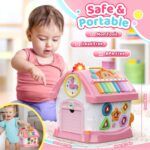 Naxudcoo 6in1 Montessori-Lernhaus – Musikspielzeug mit Uhr & Formensortierer für Babys ab 1 Jahr – Bild 6