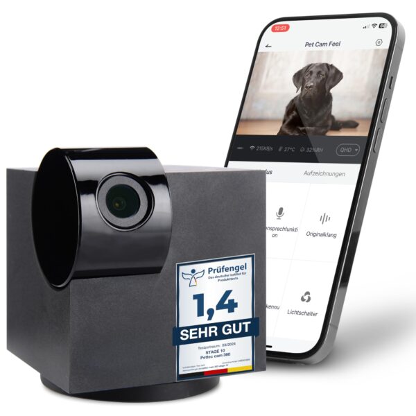 PET.TEC Cam 360° Haustierkamera – Full HD mit Bewegungserkennung & App ohne Abo