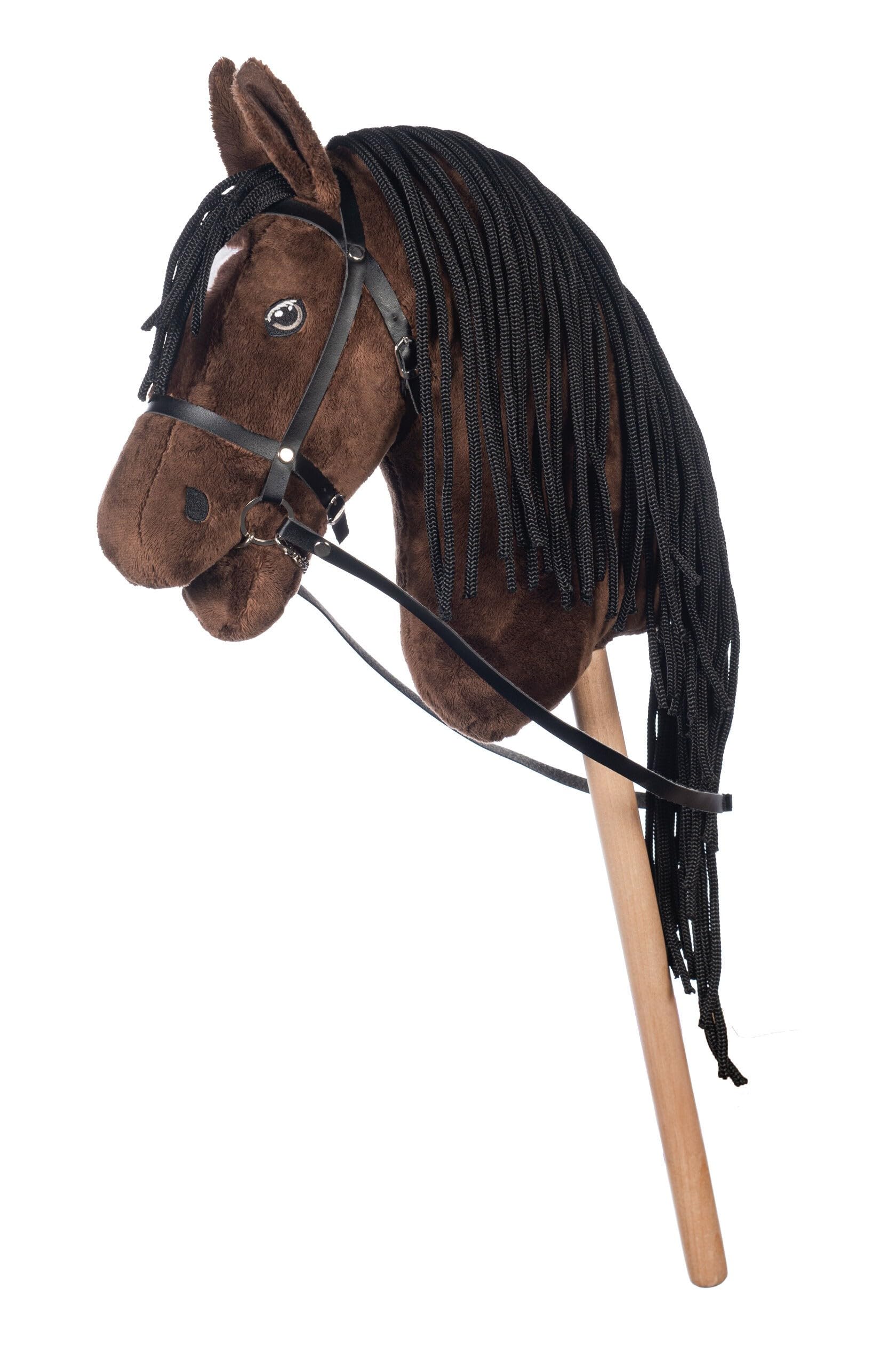HKM Kids Hobby Horse Steckenpferd 40 cm mit Trense – Braun für Dressur & Sprünge