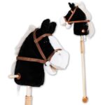 Knorrtoys Steckenpferd Blacky 95 cm – Hochwertiges Spielpferd mit Holzrädern für Kinder