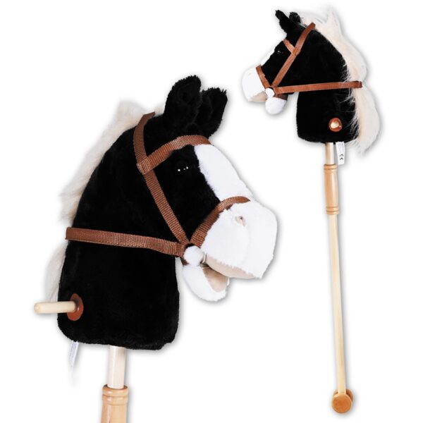 Knorrtoys Steckenpferd Blacky 95 cm – Hochwertiges Spielpferd mit Holzrädern für Kinder