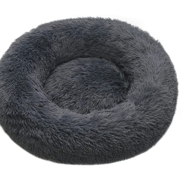TOHDNC Rundes Haustierbett 60 cm – Flauschiges Plüsch Donut Katzenbett für Katzen & Hunde