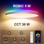 ToyGlee 36W LED Deckenleuchte Ø30cm Dimmbar – Smart RGBIC mit Alexa & Google Assistant – Bild 3