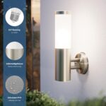 ledscom.de Wandleuchte PORU – IP44 Edelstahl Aussenleuchte E27 matt – Bild 3