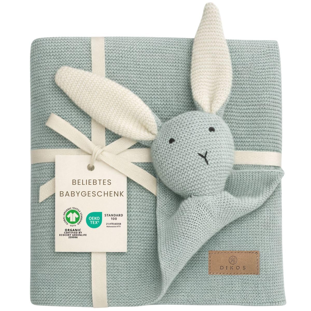 DIKOS SCHMUSE-Hase 2-in-1 Babydecke – Bio-Baumwolle mit GOTS & OEKO-TEX für Neugeborene