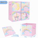 WERNNSAI Aufbewahrungsbox 4er Pack Einhorn 28cm – Faltbare Stoffboxen für Kinderzimmer – Bild 3