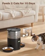 GROOKPET Futterautomat mit 2 Edelstahl-Näpfen & Timer – 5L für Katzen & Hunde – Bild 4