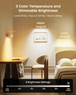 FULNIX Wandleuchte Holz mit 7500mAh Akku – Kabellose LED-Leuchte mit Fernbedienung & 360° Drehung – Bild 5