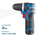 HYUNDAI 12V Akkubohrschrauber CD1201LI Set – Kompakt-Bohrmaschine mit Akku & Zubehör – Bild 3
