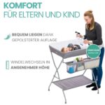 Fillikid Baby Wickelkombi Punkte Grau – Faltbarer Wickeltisch mit Ablagefächern – Bild 3