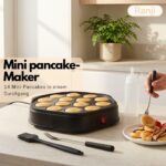 RANJI Pancake Maker 800 W – Elektrische Maschine für 14 Mini Pancakes mit Antihaftbeschichtung – Bild 4