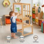 COSYLAND Lernturm 3 in 1 aus Bambus – Klappbar mit Maltafel für Kinder ab 1 Jahr – Bild 5