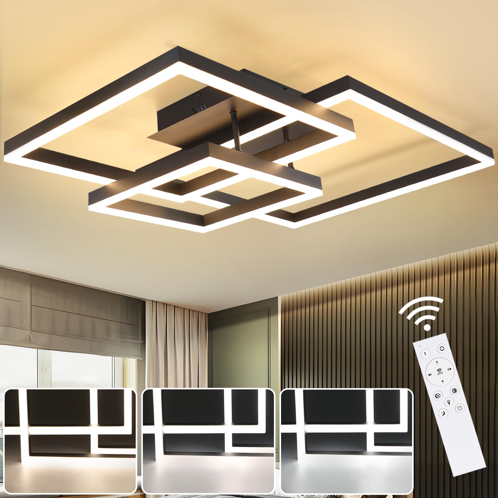 ZMH LED Deckenlampe 82 cm dimmbar mit Fernbedienung – Modernes Design für Wohnzimmer & Schlafzimmer