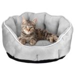 Queta Hundebett & Katzenbett 46x46x23cm – Plüsch Haustierbett mit Rutschschutz