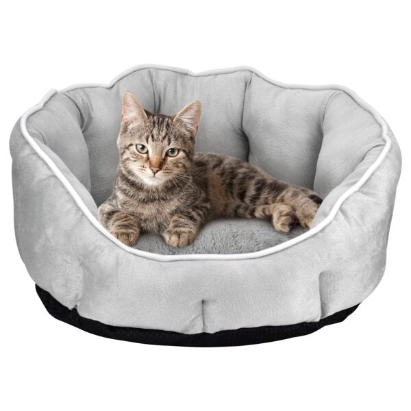 Queta Hundebett & Katzenbett 46x46x23cm – Plüsch Haustierbett mit Rutschschutz