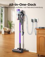 Powerffy Akku-Staubsauger 650W – 55kPa Saugkraft, 70 Min Laufzeit, kabellos mit Wandladestation – Bild 7