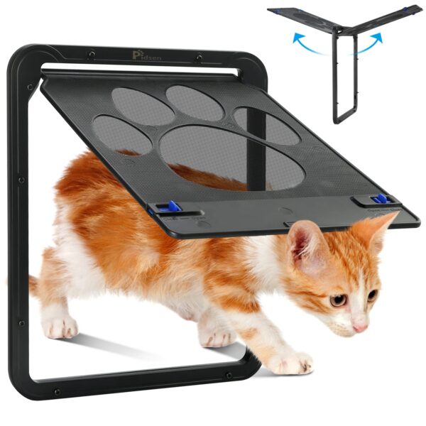 Pidsen Haustierklappe 29x24 cm mit Magnetverschluss – Fliegengitter für Katzen & Hunde