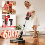 reffmov Akku-Staubsauger 60 kPa mit 2×4,0 Ah Akkus – 70 Min Laufzeit für Teppich & Tierhaare – Bild 2