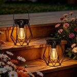 2er Set Caldarax Solar-Gartenlaterne IP65 – Hängend & Stehend mit LED-Glühbirne