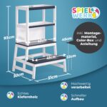 Spielwerk Lernturm 93cm mit Tafel – Montessori Lernstuhl 2 in 1 für Kinder ab 2 Jahren – Bild 2