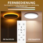 Birnetek® LED-Deckenlampe 24W rund – Dimmbar 3000K–6500K mit Nachtlicht & Fernbedienung – Bild 2