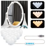 Aourow Hollywood LED Schminklicht mit 10 Glühbirnen – 5 Farbmodi & 6 Helligkeitsstufen