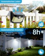 Aootek 5er Set Solarleuchten mit Bewegungsmelder – 120 LED Gartenbeleuchtung IP65 – Bild 4