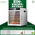 Kwasyo Dörrautomat 12 Etagen Edelstahl – 800W mit 6 Voreinstellungen & 24h Timer – Bild 4
