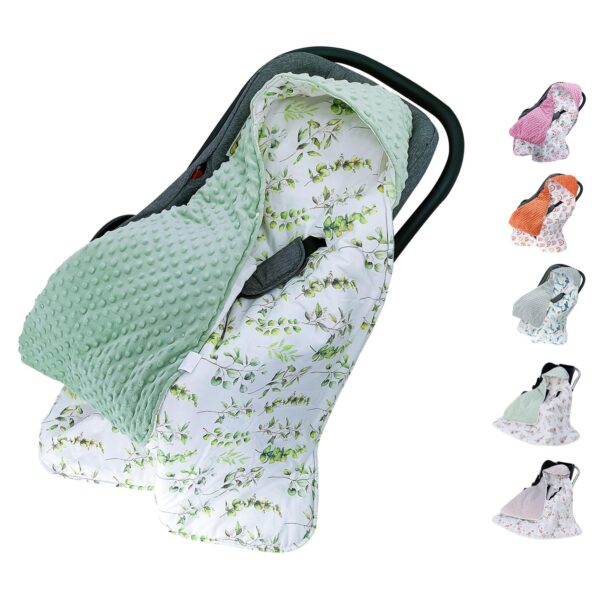Miracle Baby Einschlagdecke 90x90cm – Reversible Babydecke Baumwolle & Minky für Babyschale